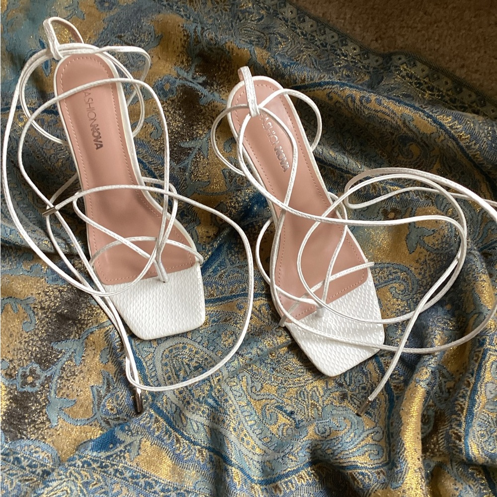 White Strappy Heels by Fashion Nova